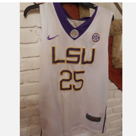NIKE ELITE LSU SEC BEN SIMMONS PURPLE ,White & Gold Jersey Number 25 - Picture 1 of 2
